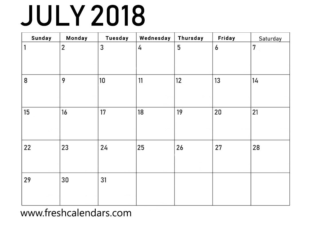 July 2018 Calendar Printable Fresh Calendars