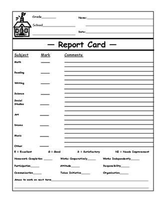 Blank Report Card Blank Report Card in PDF