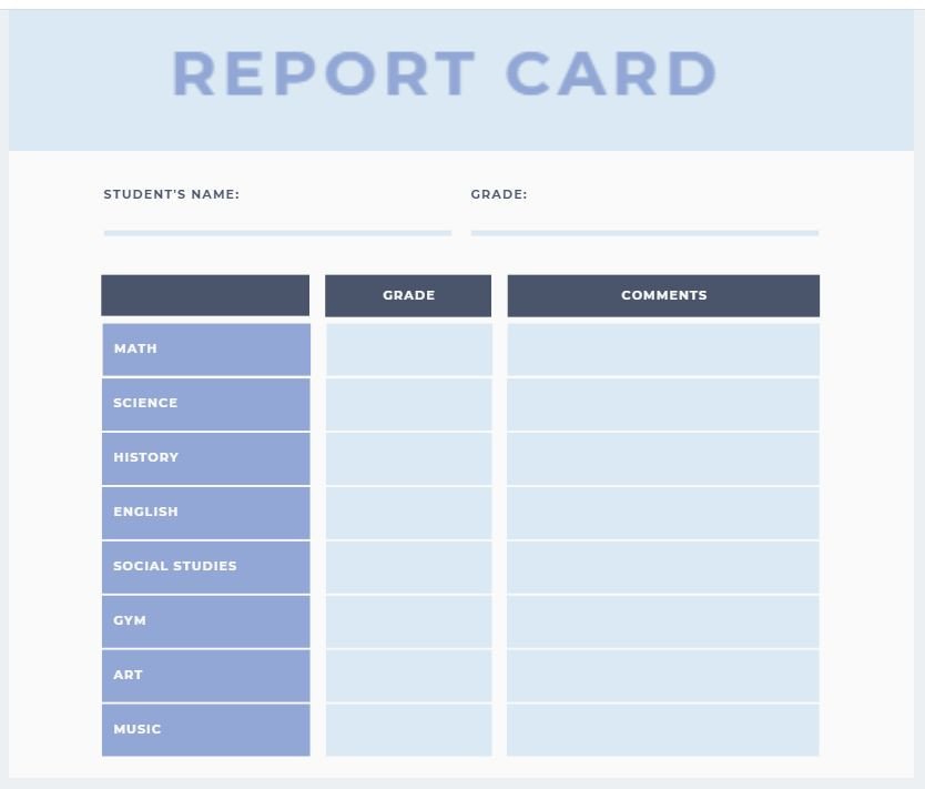 High School Report Card Template Blank Template Imgflip