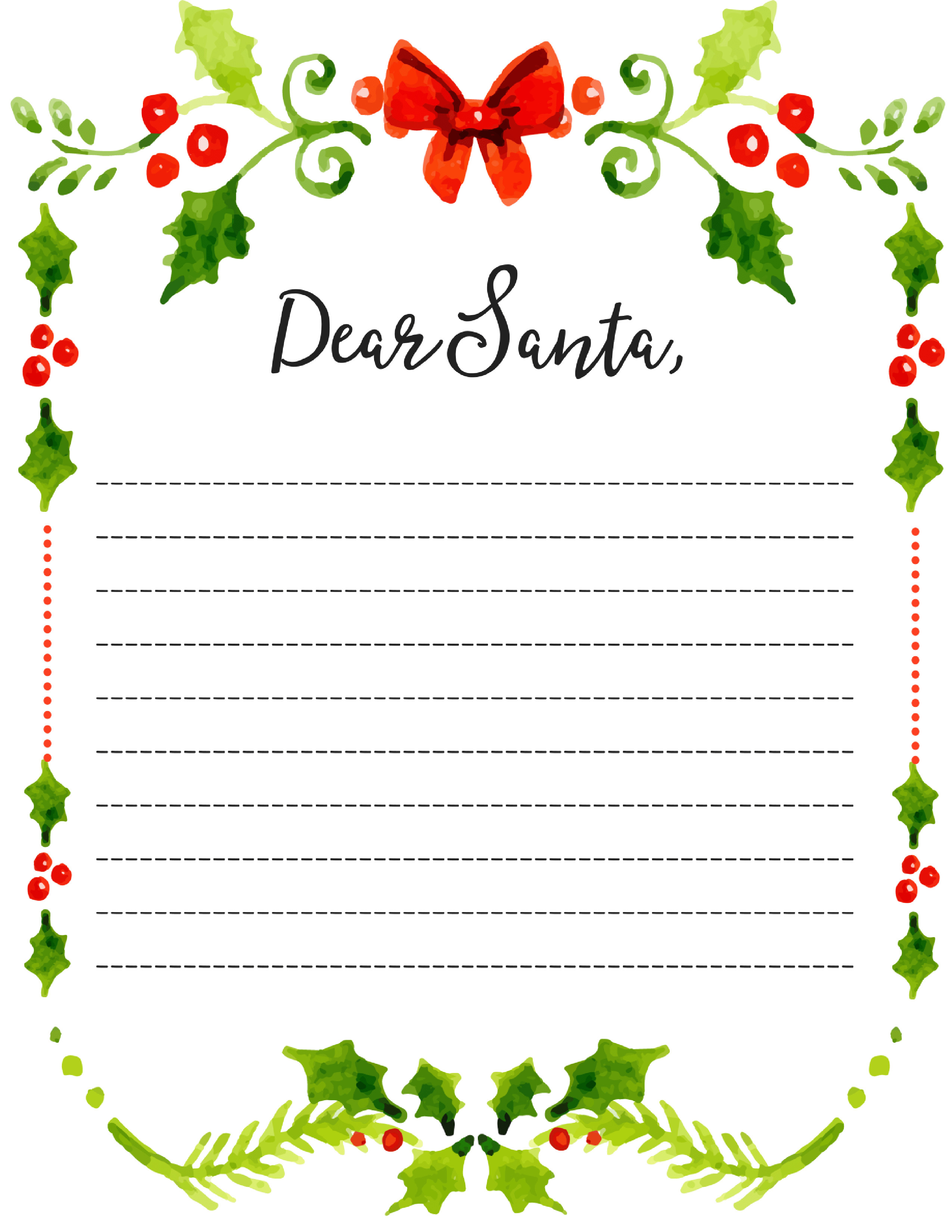 Dear Santa Fill In Letter Template