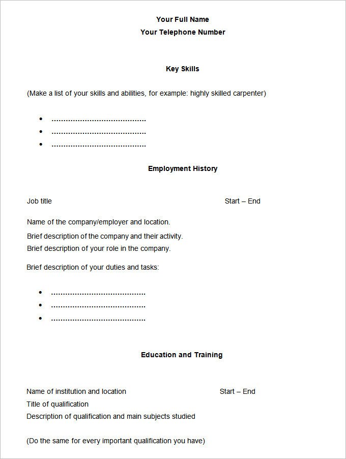 46 Blank Resume Templates DOC PDF
