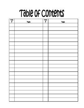 Table of Contents template by KayCee s Creations
