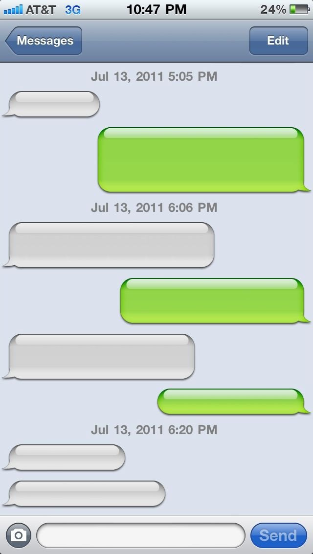Blank iPhone Text Message Bubble Template