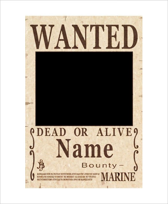 11 e Piece Wanted Poster Templates Free Printable
