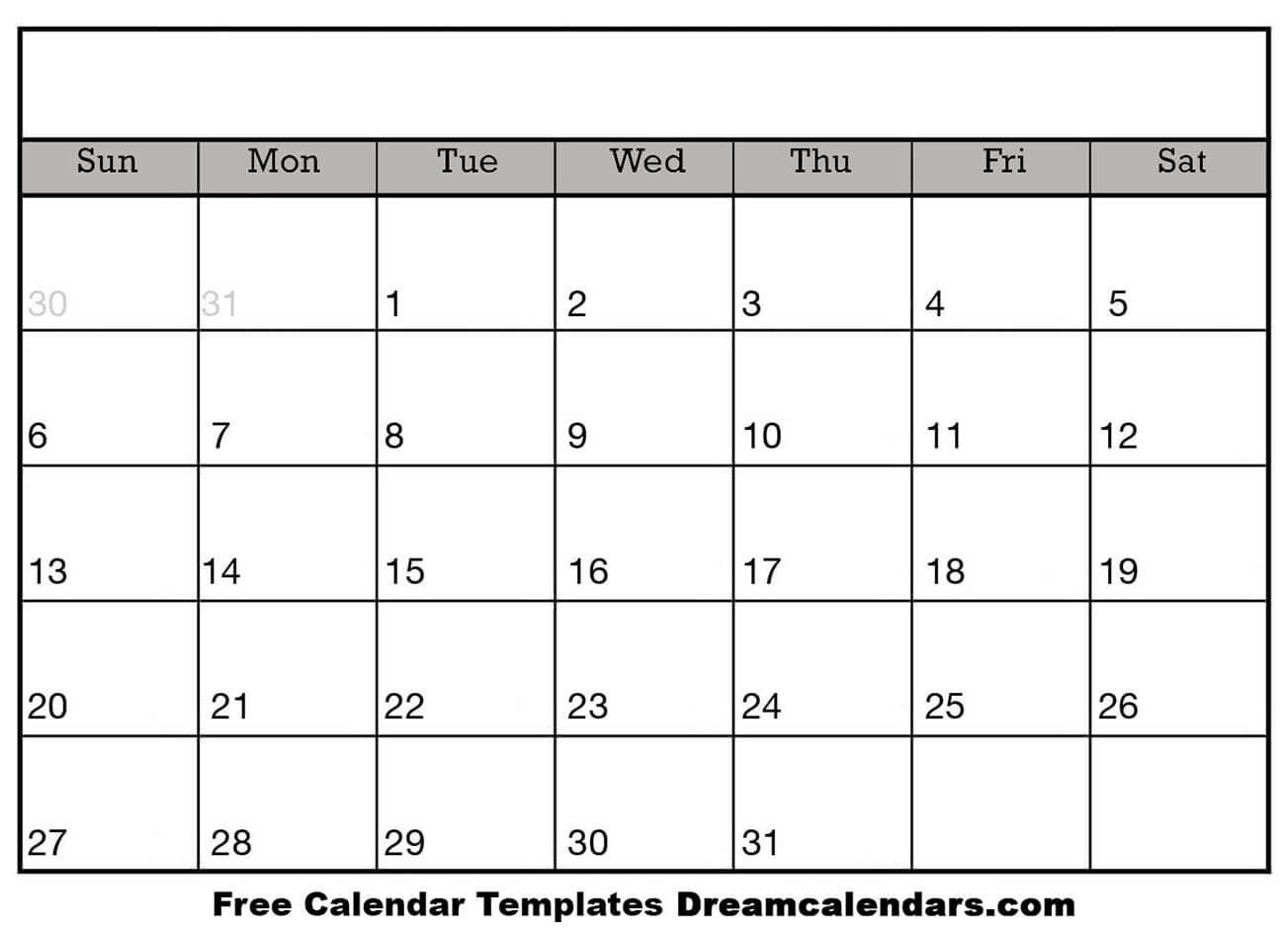 Printable Blank Calendar Dream Calendars