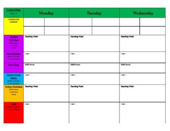 Weekly Primary Blank Lesson Plan Template by Kickin