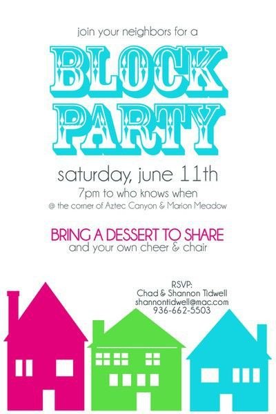 Block Party Invitation Two Peas in a Bucket