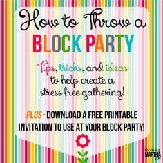 How to Throw a Block Party Printable Invitation Template