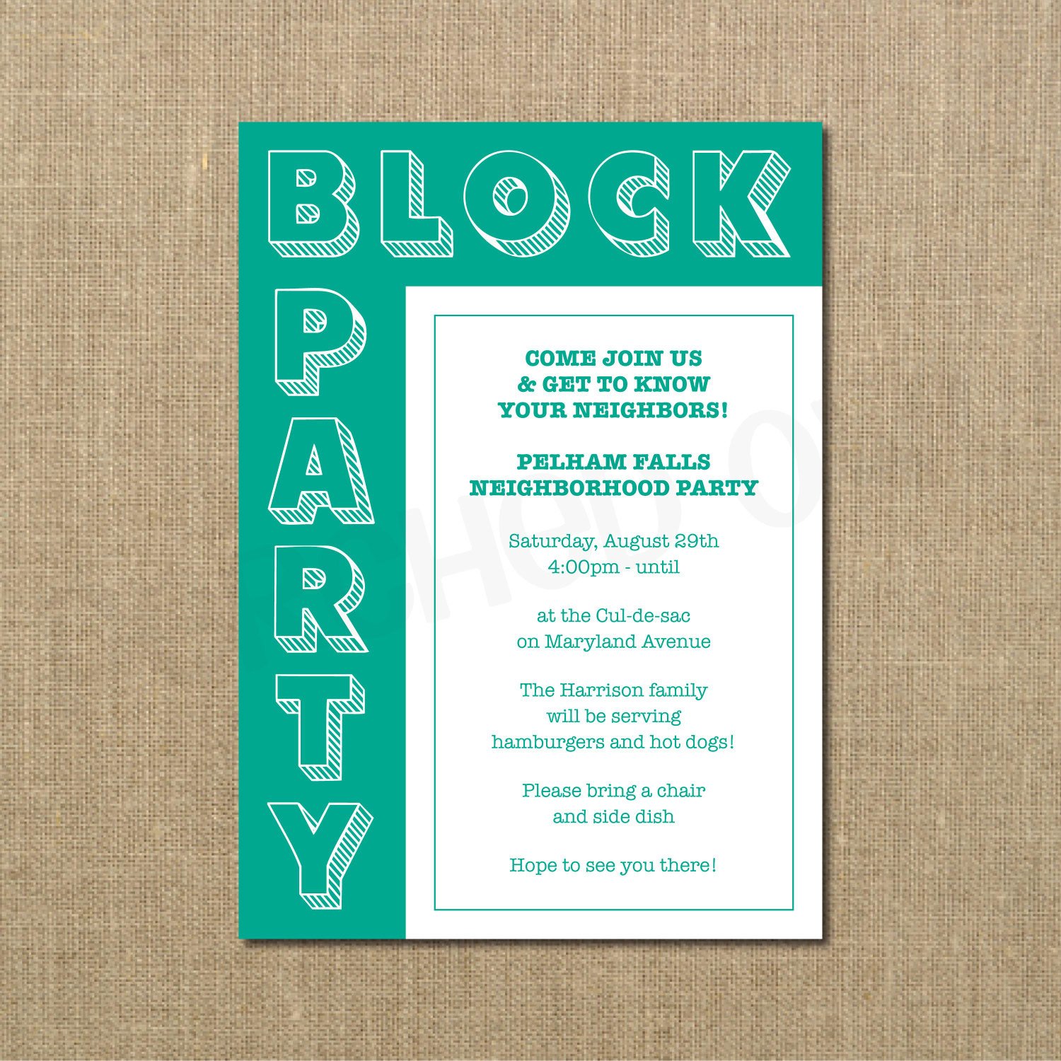 Neighborhood Block Party Cookout Invitation Grilling Out