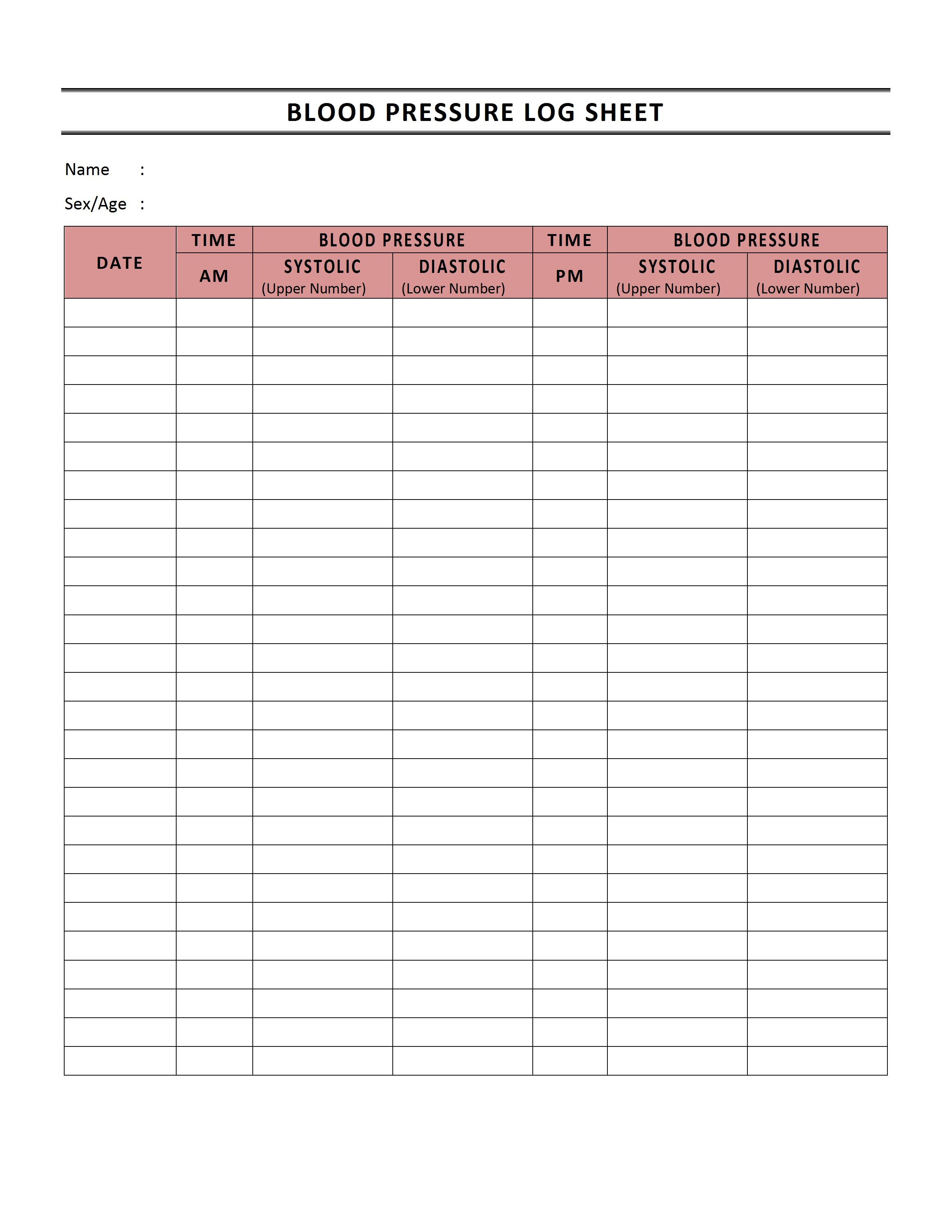 Blood Pressure Log Template MS Word Templates