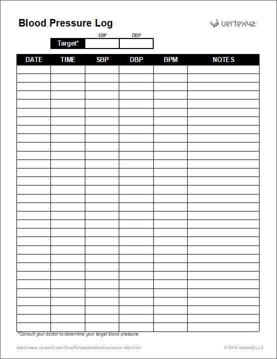 Download the Blood Pressure Log Print from