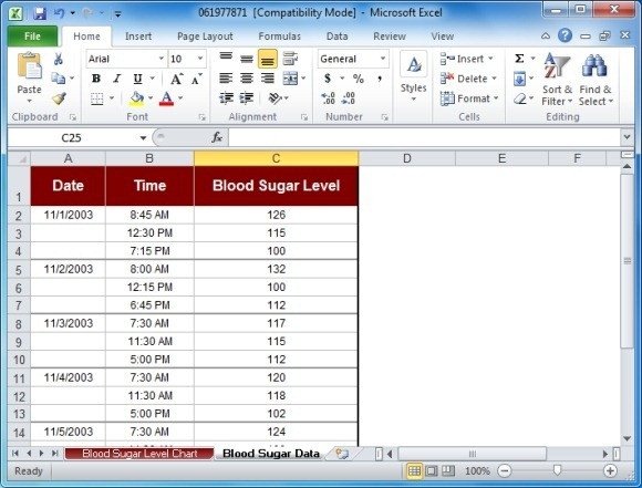 Blood Sugar Tracker Template For Excel