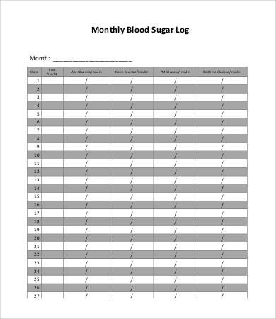 Blood Sugar Log 7 Free Word Excel PDF Documents