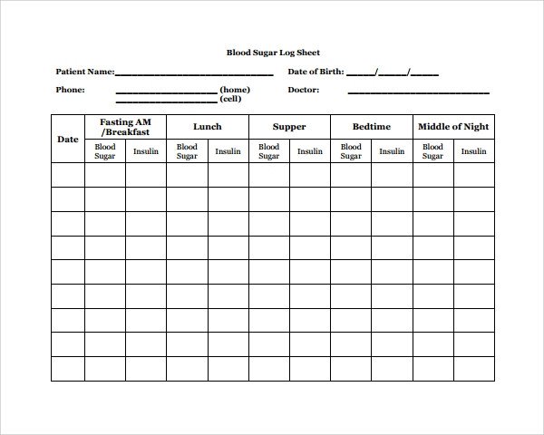 Sample Blood Sugar Log Template 8 Free Documents in PDF