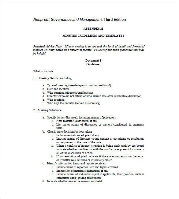 Board Meeting Minutes Template Free Templates Resume