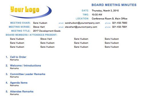 Free Meeting Minutes Templates Instructions
