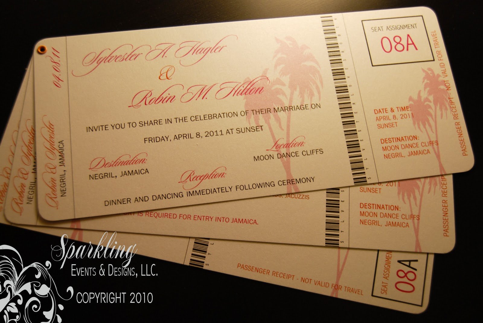 boarding pass wedding invitations Sparkling Events & Designs