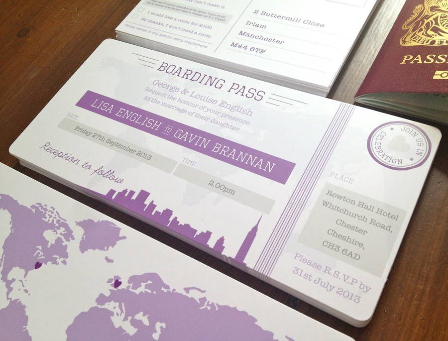 new york boarding pass wedding invitation bundle by rodo
