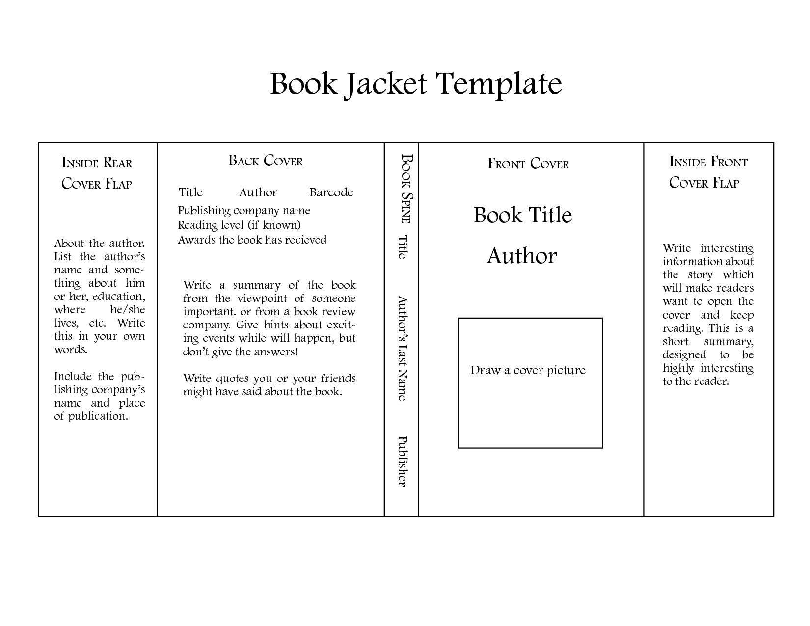 Book Jacket Template