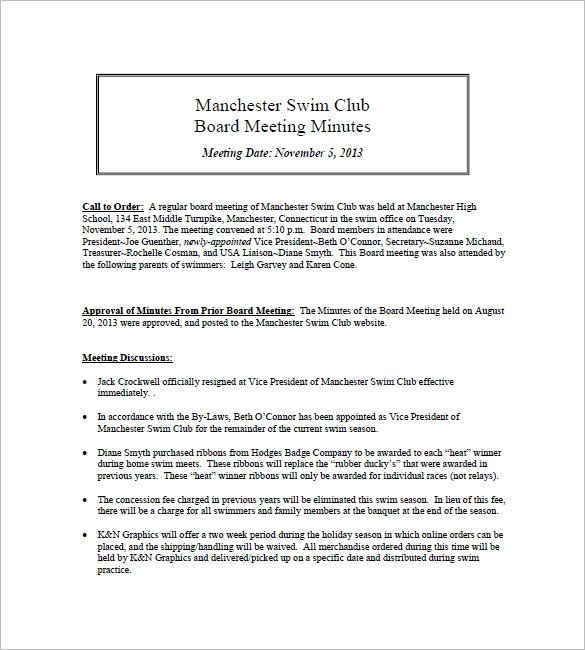 13 Club Meeting Minutes Templates DOC Excel PDF