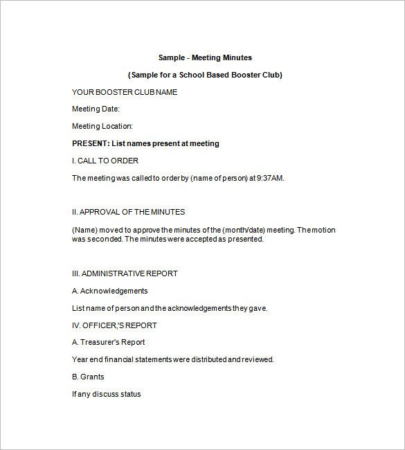 Meeting Minutes Template – 36 Free Word Excel PDF