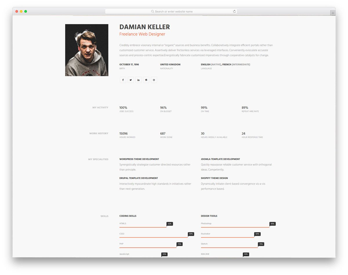 31 Free Bootstrap Resume Templates For Effective Job