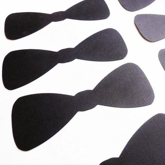 25 PAPER Bow Tie Cut Outs Black TEXTURED cardstock 5