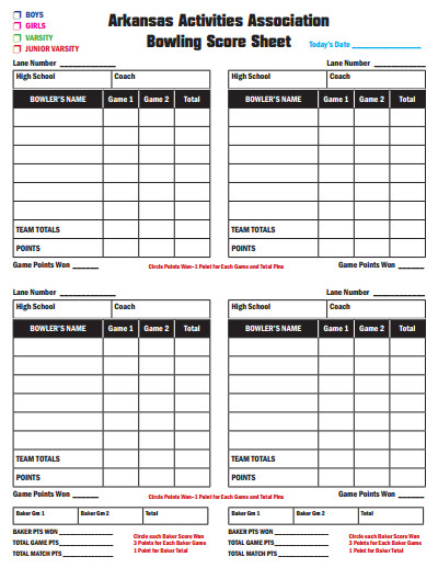 Bowling Score Sheet Free Download Create Edit Fill and