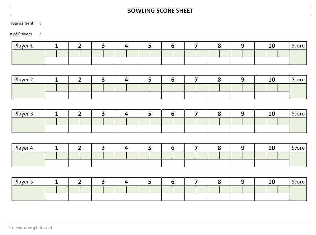 Bowling Score Sheet