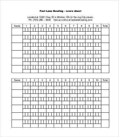Bowling Score Sheet Templates 8 Free Word PDF Excel