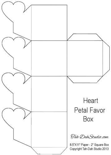 Petal Gift Favor Gable Box Party Heart Hearts Printable