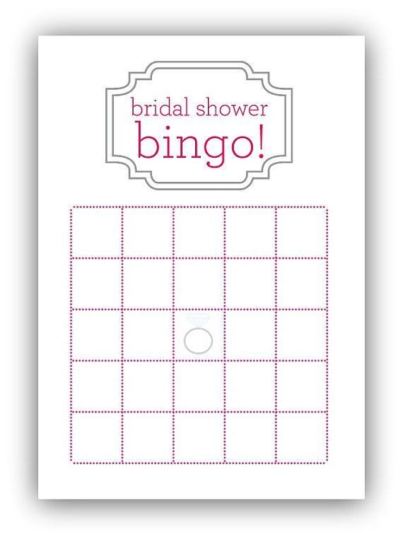 Bridal Shower Bingo Card Template