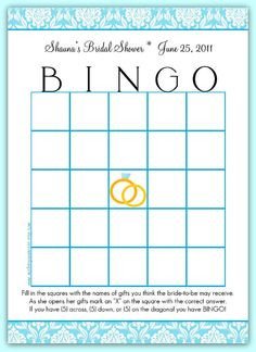 Free Printable Bridal Bingo Template