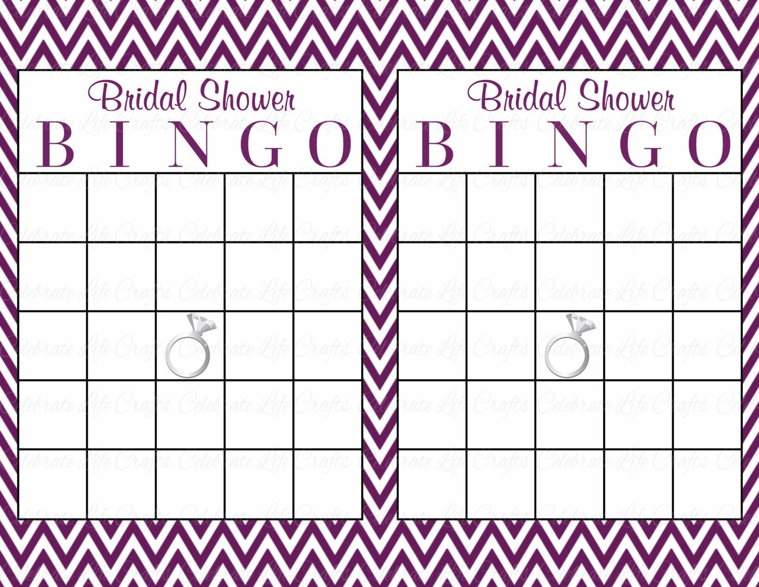 60 Bridal Bingo Cards Blank & 60 Prefilled Cards Printable