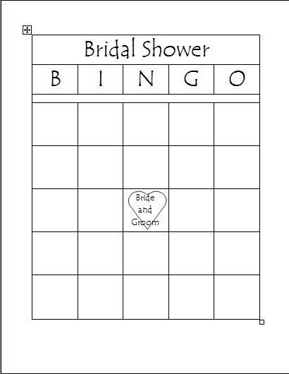 Free Printable Bridal Bingo Template