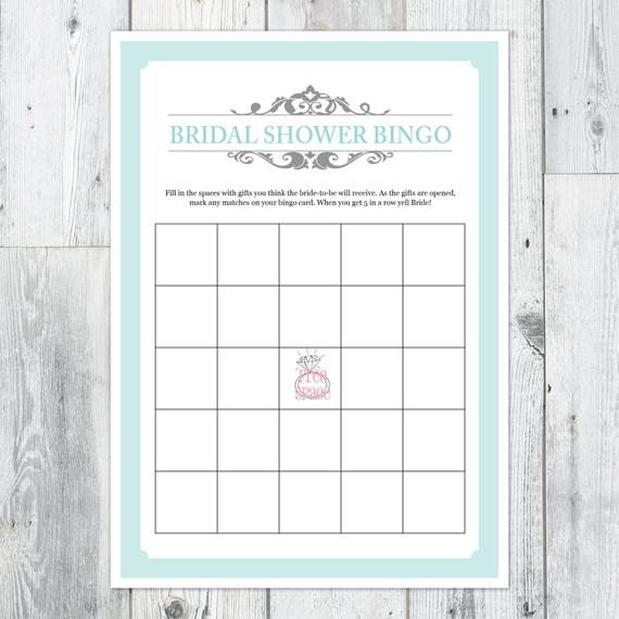 Items similar to Bridal Shower Bingo Printable Card on Etsy