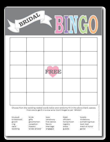 Printable Bridal Shower Bingo Cards Print From Home