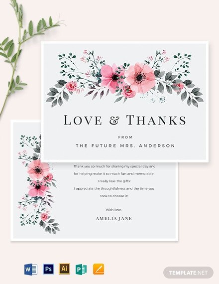 Bridal Shower Thank You Card Template Download 324 Cards