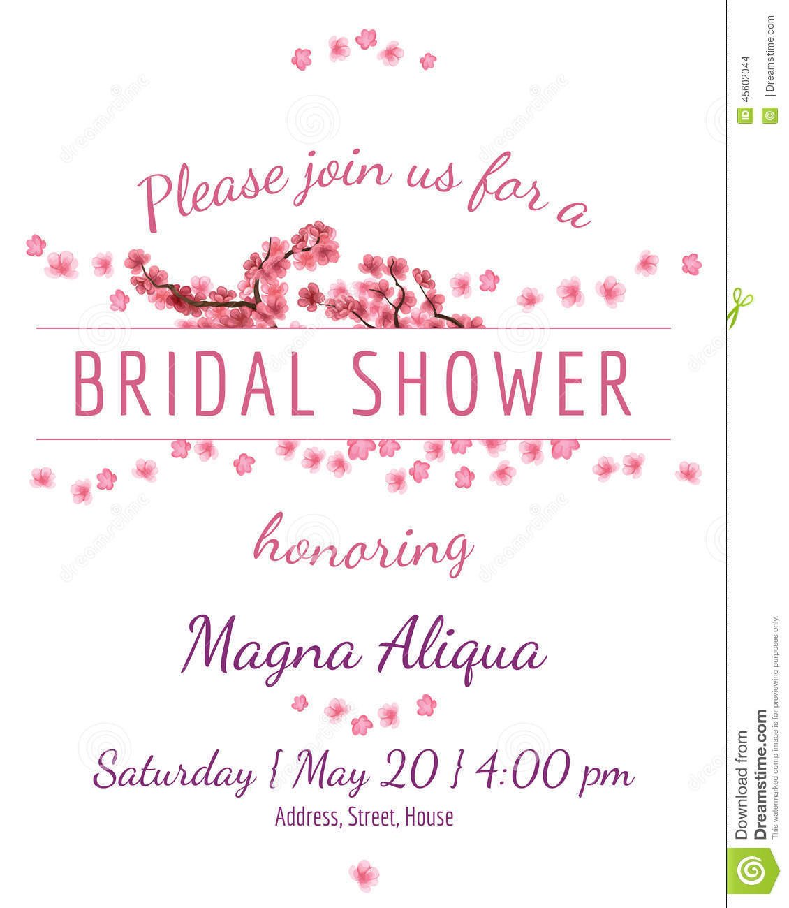 Invitation Bridal Shower Card With Sakura Vector Stock