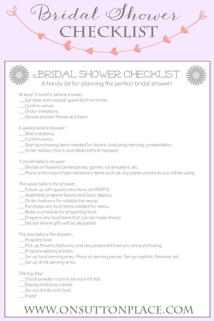 Handy printable checklist to help plan the perfect bridal