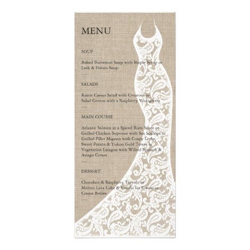 Beautiful Burlap Bridal Shower Menu Rack Card Template