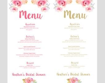 Bridal shower menu