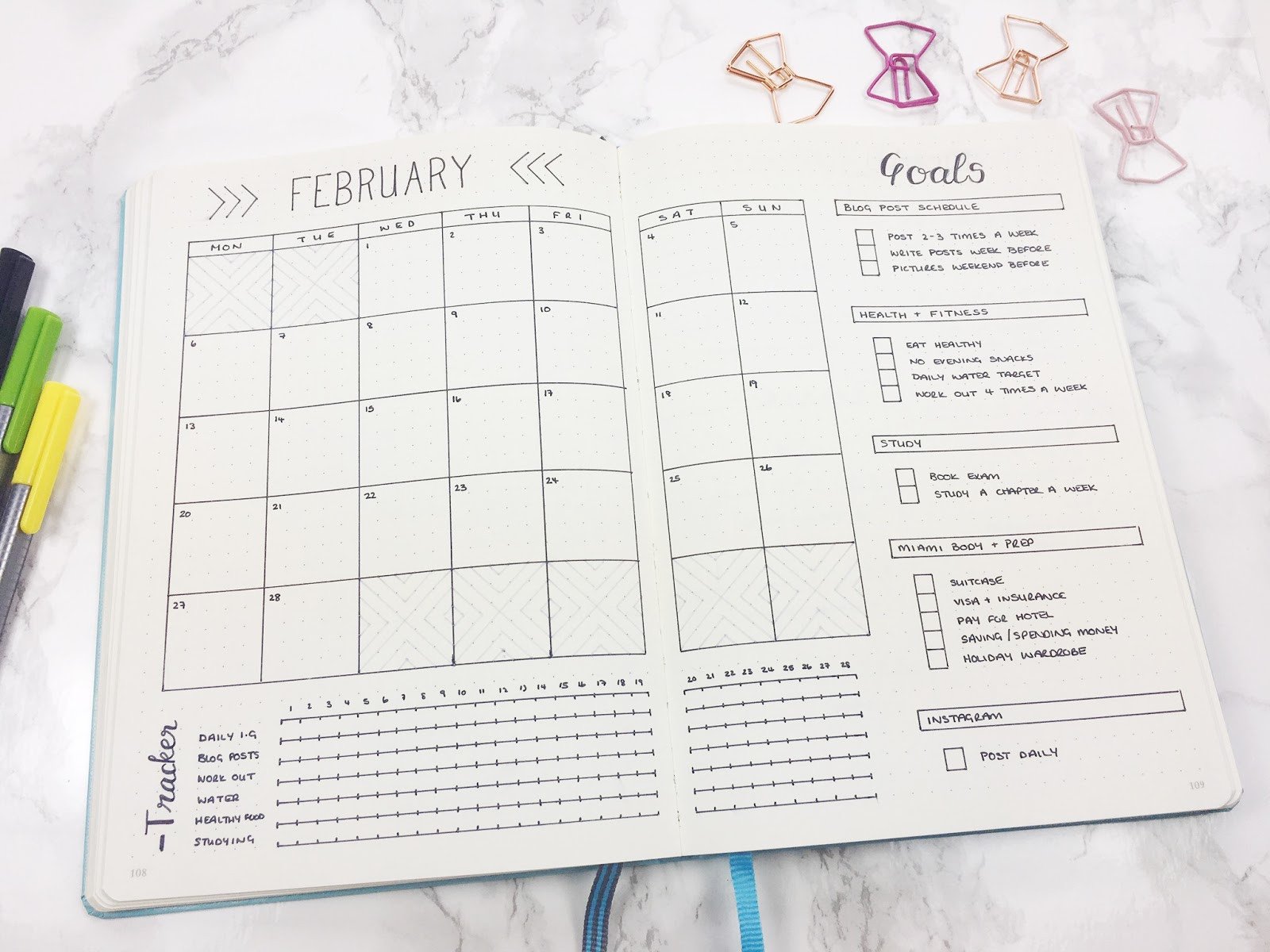 February Set Up & Template Kate Louise