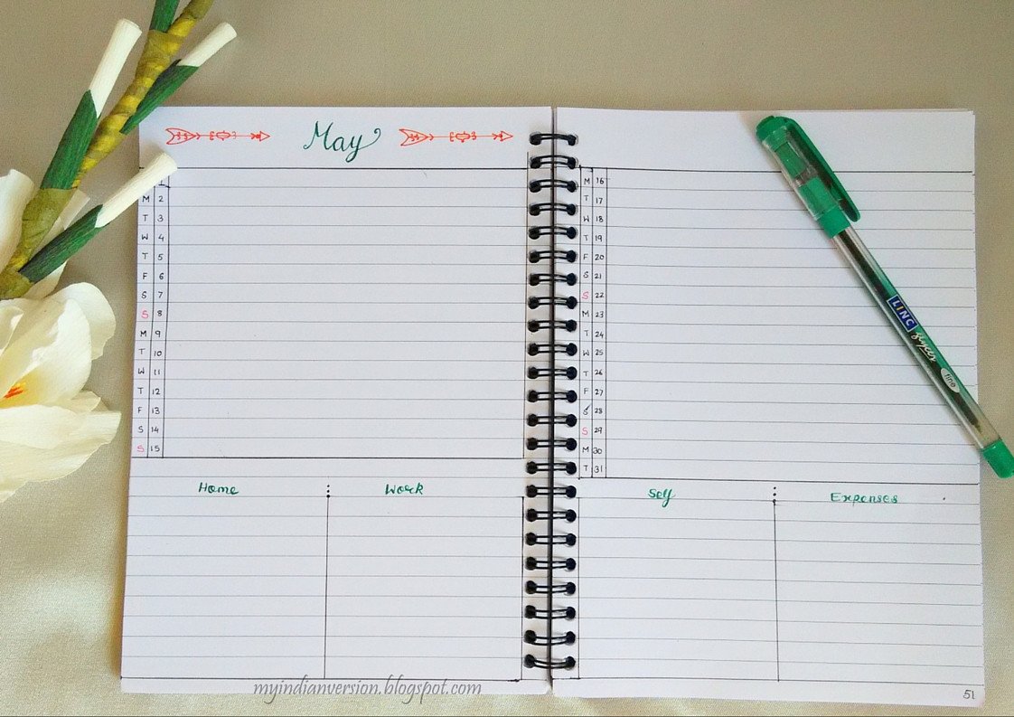 My Indian Version BULLET JOURNAL – Monthly Layout Ideas
