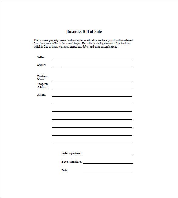 Business Bill of Sale 7 Free Word Excel PDF Format