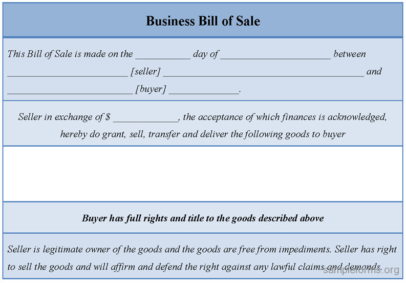 Car Bill Sale Sample Free Printable Forms
