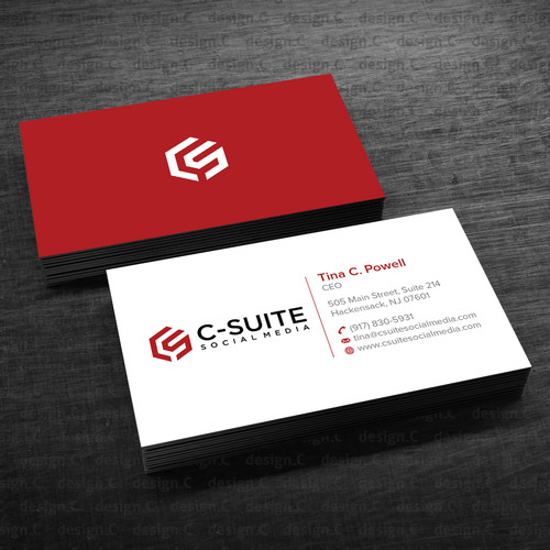 Design a modern business card for C Suite Social Media