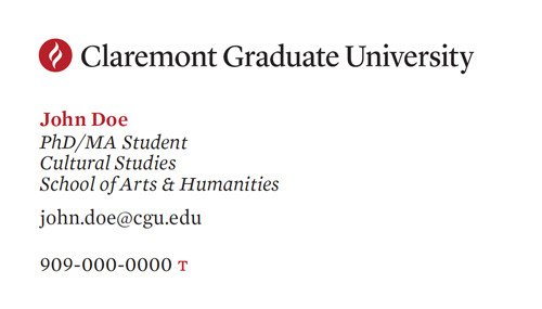 Student Business Cards Claremont Graduate University