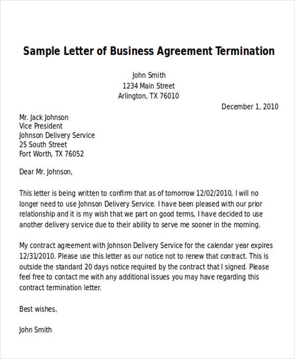7 Sample Termination of Business Letters PDF Word