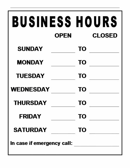 business hours template